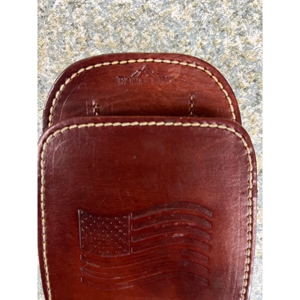 Tale of Knives Leather Phone Holster Brown American Flag Belt Clip EDC Case